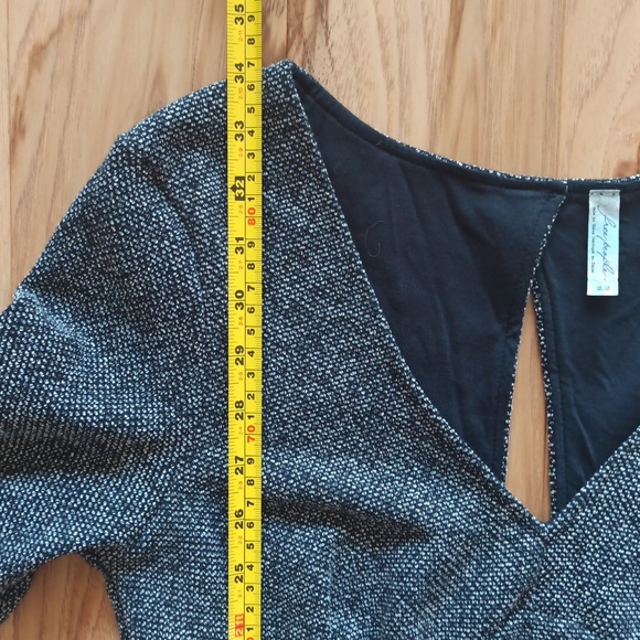 Free People Black & White Long Sleeve Mini Flare Dress - Picture 6 of 8